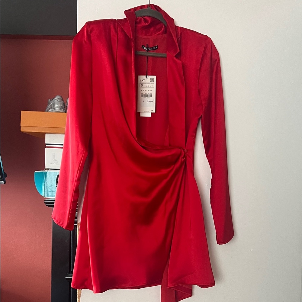 Zara Red Long Sleeve Dress